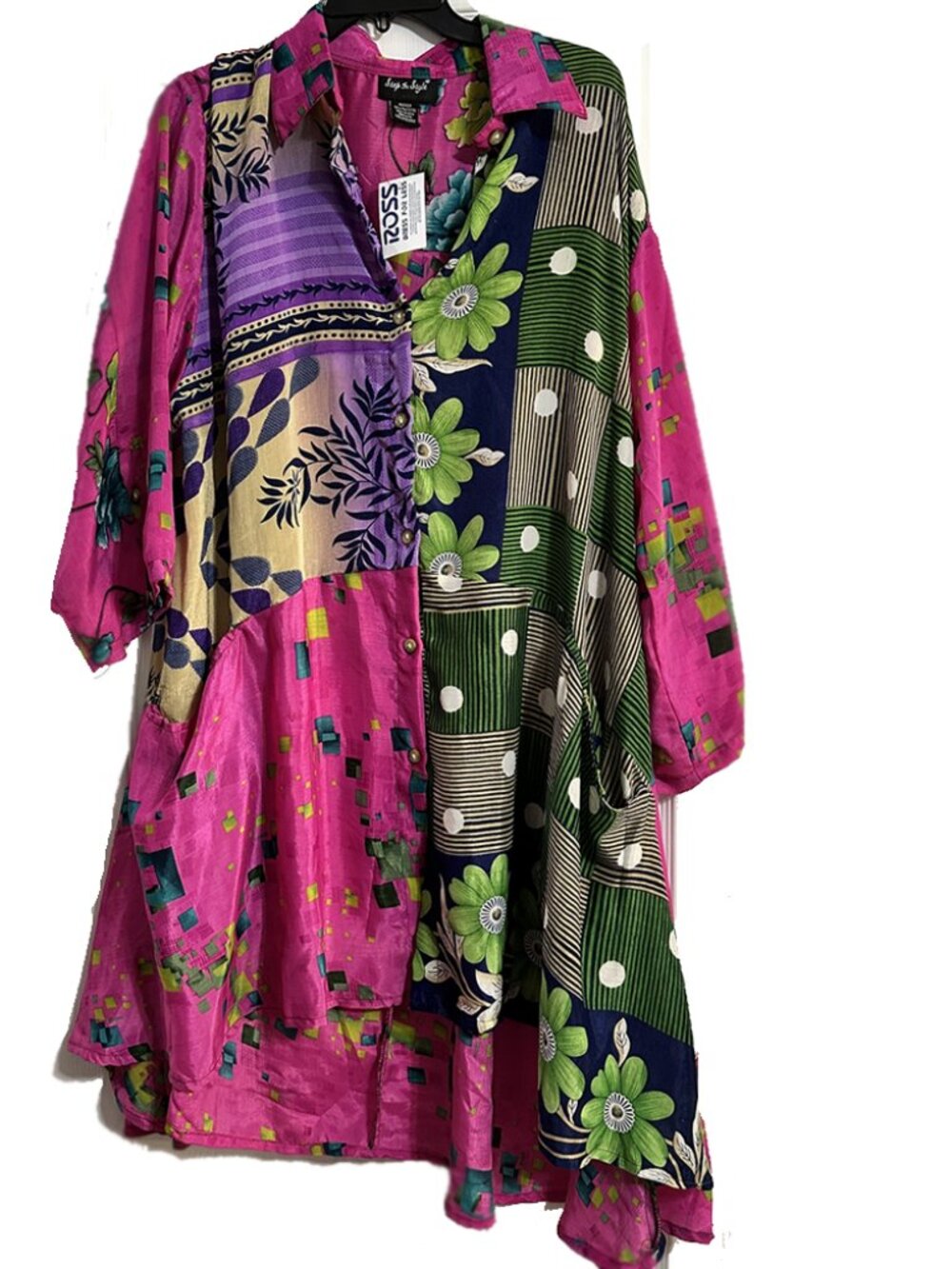 Boho Multicolor Button Down Beach Coverup Maxi Dress